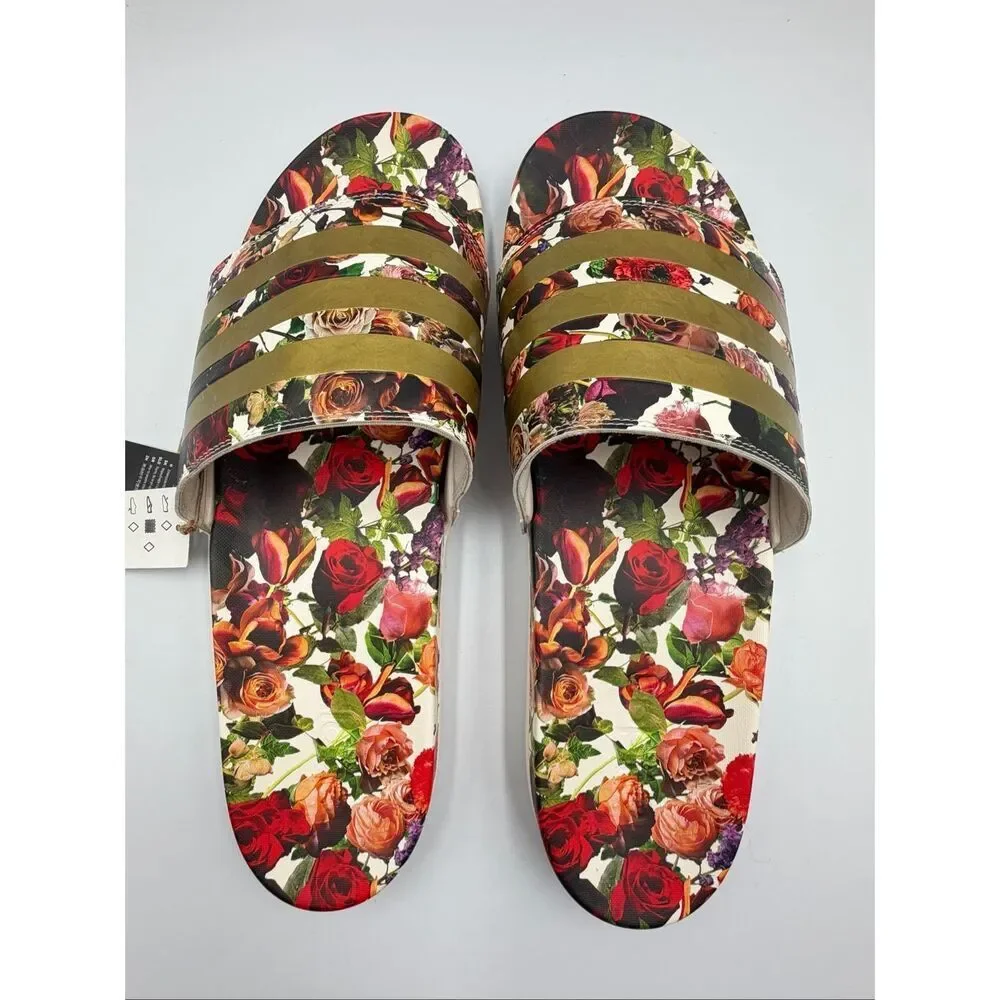 Adidas Adilette Floral Print Slides Sandals NWT Men’s Size 18 EU 54 Rare